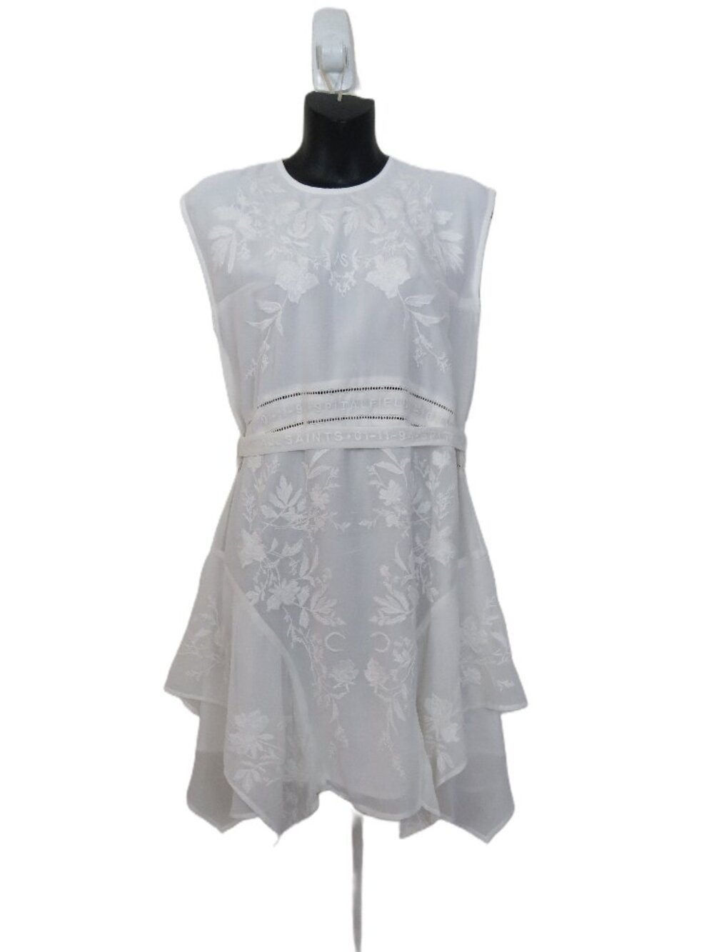 All Saints size 0 Audrina Embroidered Asymmetric Dress White Mini Handkerchief